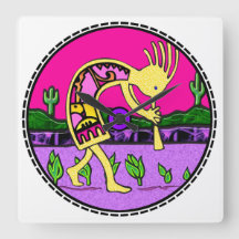 Kokopelli Flute Player Southwestern Clock