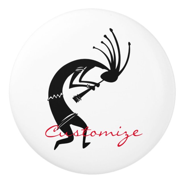 Kokopelli flute player Thunder_Cove Ceramic Knob (Front)