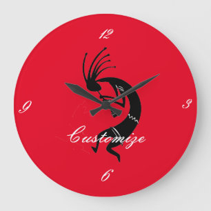 Kokopelli flute player Thunder_Cove Large Clock