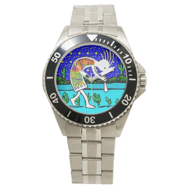 Kokopelli Flute Player Under the Stars Watch (Front)