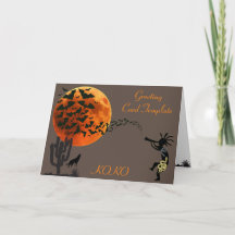 Kokopelli Flying Bats Southwestern Halloween Cards