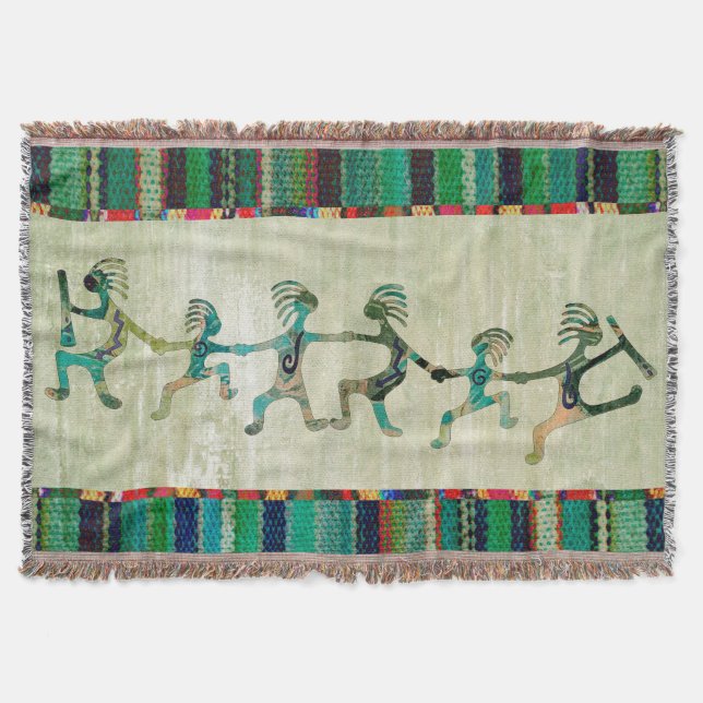 KOKOPELLI funny familiy + your ideas Throw Blanket (Front)