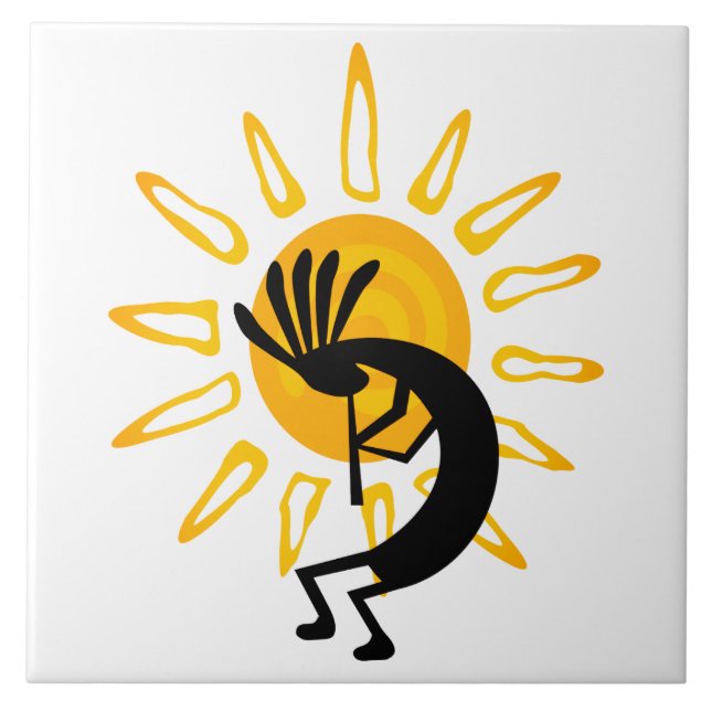 Kokopelli  Gold Sun 6" Tile (Front)