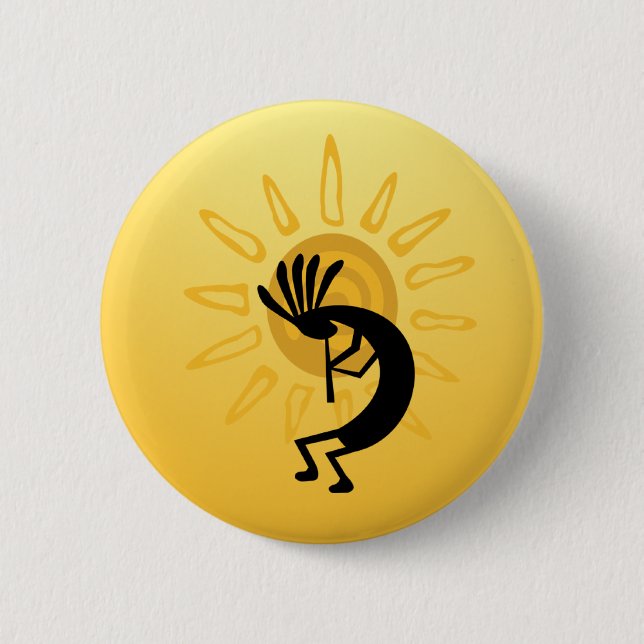 Kokopelli Gold Sun Button (Front)