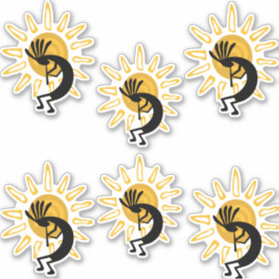 Kokopelli Gold Sun Group of 6 Vinyl Sticker