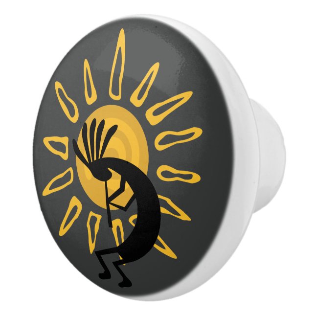 Kokopelli Gold Sun Southwest Door Knob (Right)