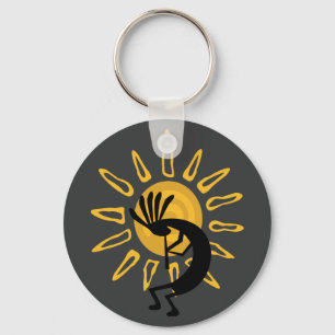 Kokopelli Gold Sun Southwest Key Chain