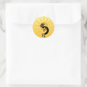 Kokopelli Gold Sun Sticker