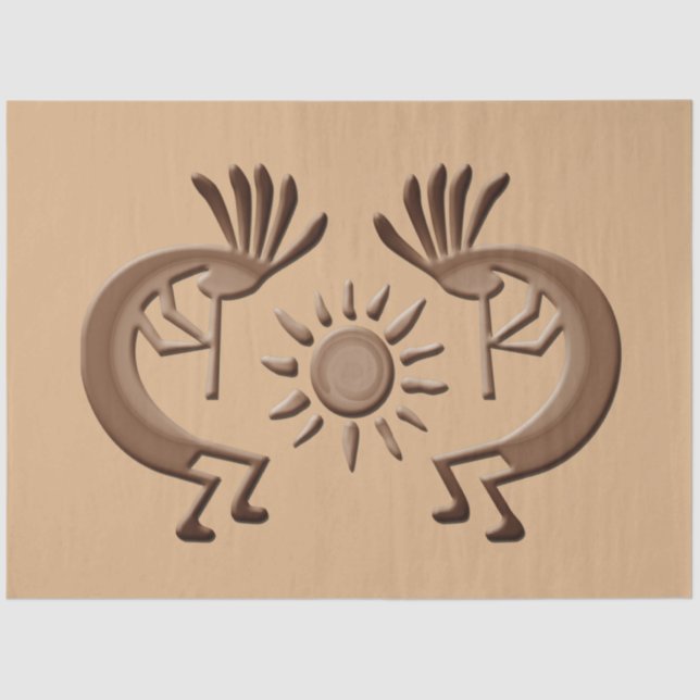 Kokopelli Golden Sun Broned Decoupage Tissue Paper (Front)