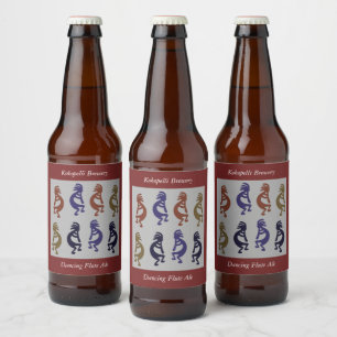 Kokopelli Group of Flute Playing Figures Beer Bott Bottle Label