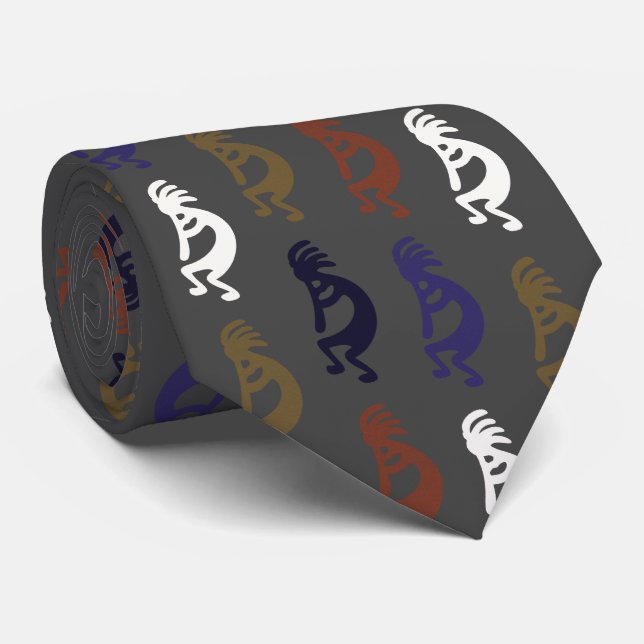 Kokopelli Group of Flute Playing Figures Neck Tie (Rolled)
