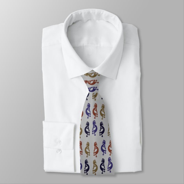 Kokopelli Group of Flute Playing Figures Neck Tie (Tied)