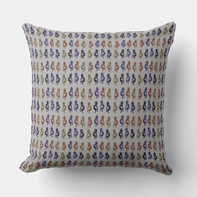Kokopelli Group of Flute Playing Figures Throw Pil Cushion (Front)
