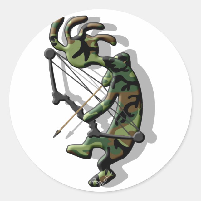 Kokopelli Hunter Classic Round Sticker (Front)