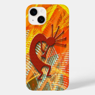 Kokopelli in an Orange Abstract Case-Mate iPhone 14 Case
