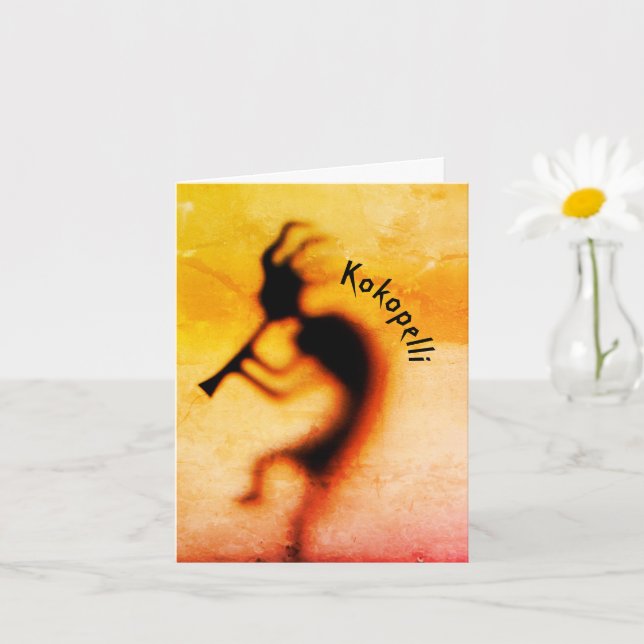 Kokopelli Joy Good Luck Note Card (Small Plant)