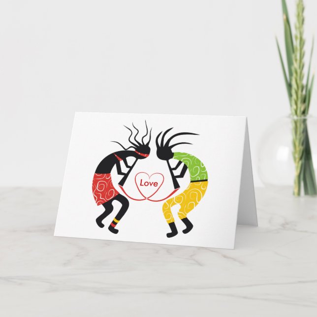 Kokopelli Love Greeting Cards (Front)