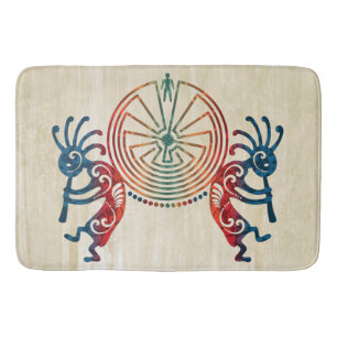 KOKOPELLI / MAN IN THE MAZE coloured + your ideas Bath Mat