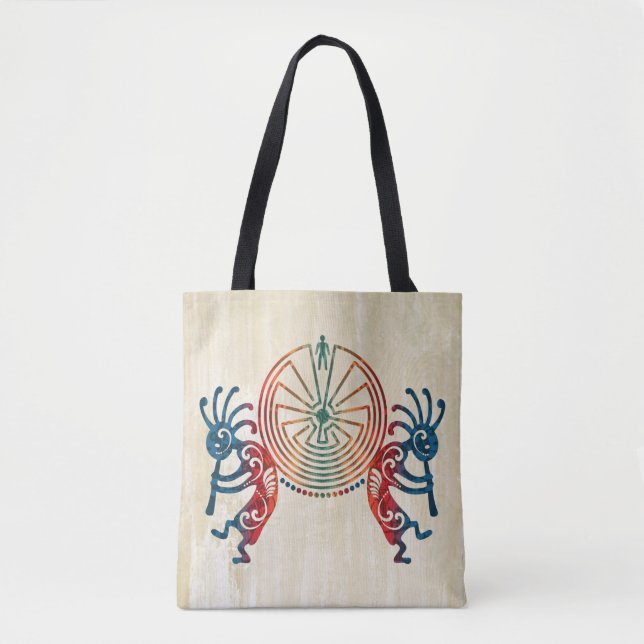 KOKOPELLI / MAN IN THE MAZE coloured + your ideas Tote Bag (Front)