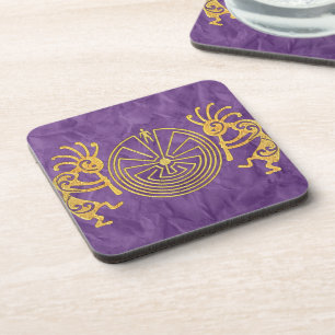 KOKOPELLI / MAN IN THE MAZE gold + your ideas Coaster