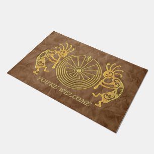 KOKOPELLI / MAN IN THE MAZE gold + your ideas Doormat