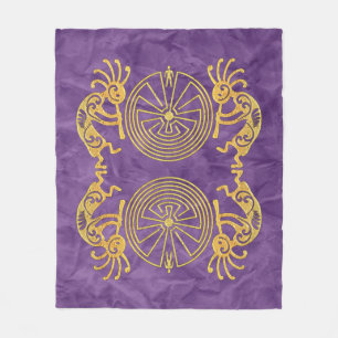 KOKOPELLI / MAN IN THE MAZE gold + your ideas Fleece Blanket
