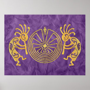 KOKOPELLI / MAN IN THE MAZE gold + your ideas Poster