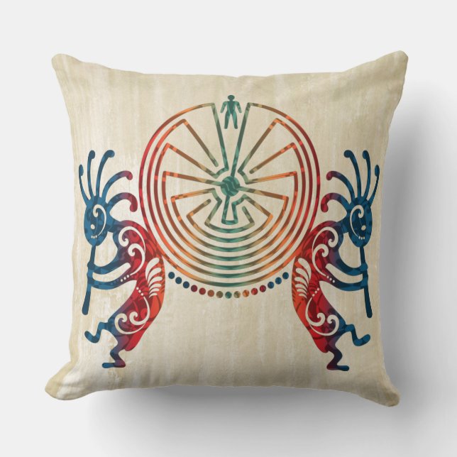 KOKOPELLI / MAN IN THE MAZE + your ideas Cushion (Front)