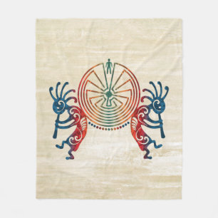 KOKOPELLI / MAN IN THE MAZE + your ideas Fleece Blanket