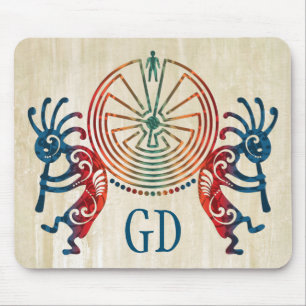KOKOPELLI / MAN IN THE MAZE + your monogram Mouse Mat