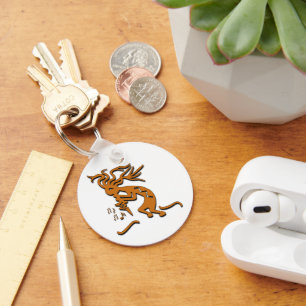 Kokopelli Merrymaker Musician Musical Notes Key Ring