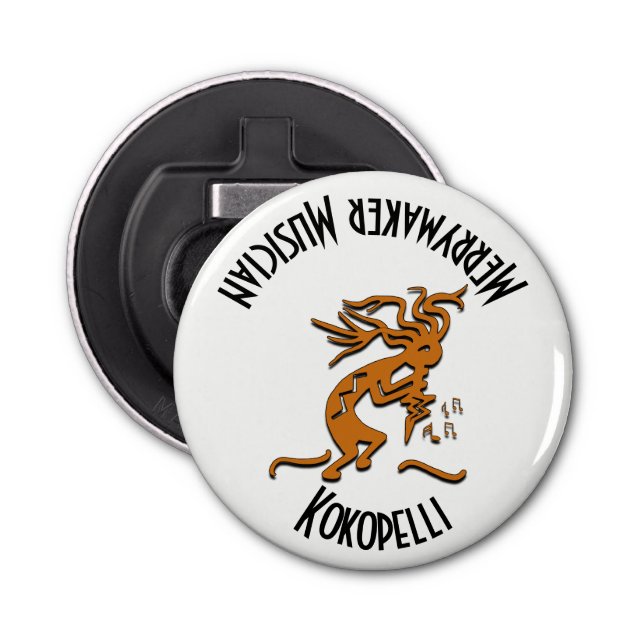 Kokopelli Merrymaker Musician Playing Dancing Bottle Opener (Front)
