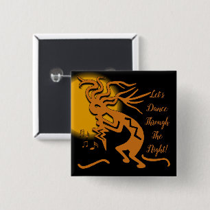 Kokopelli Merrymaker With Flute and Musical Notes 15 Cm Square Badge