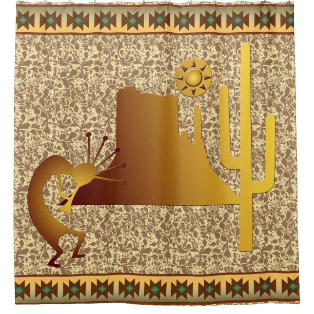Kokopelli Mesa & Cactus Set #1 Shower Curtain (Front)