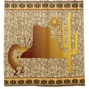 Kokopelli Mesa Cactus & Sun Shower Curtain