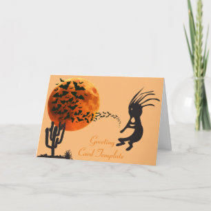 Kokopelli Moon Bats Southwestern Halloween Cards
