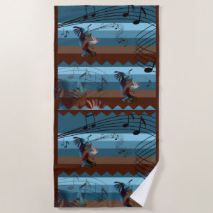 Kokopelli Music Beach Towel
