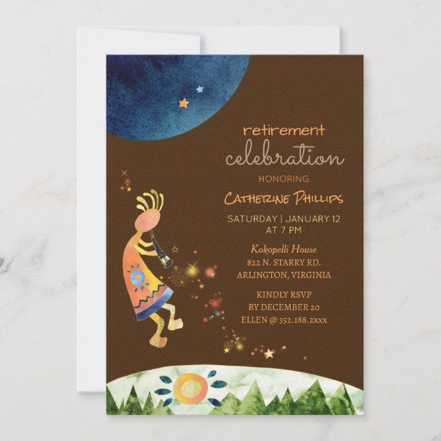 Kokopelli Music for Retirement Party Invitation (Front)