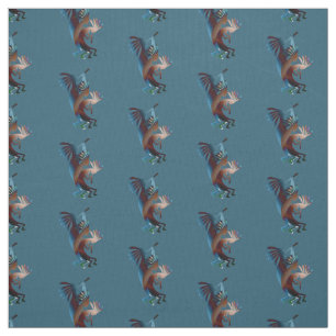 Kokopelli Music Teal Fabric