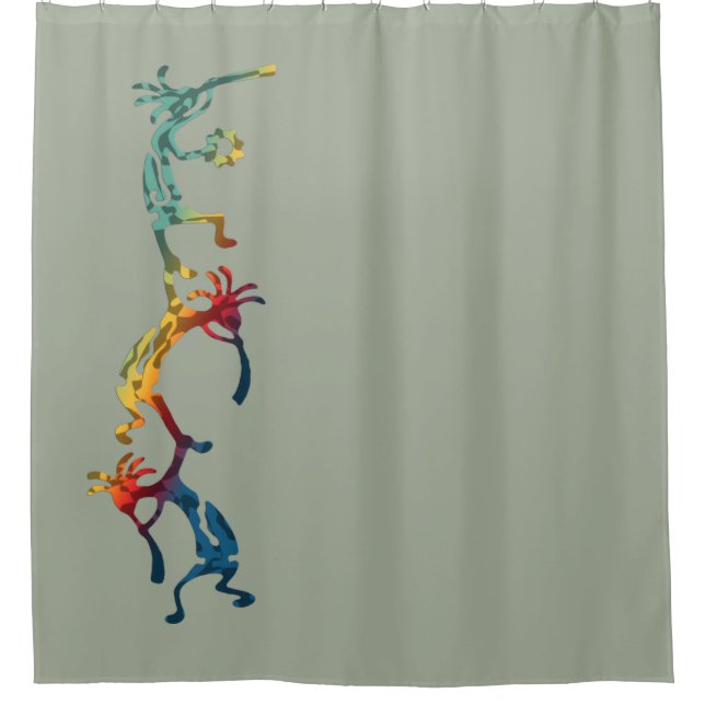 KOKOPELLI musician acrobats + your ideas Shower Curtain (Front)