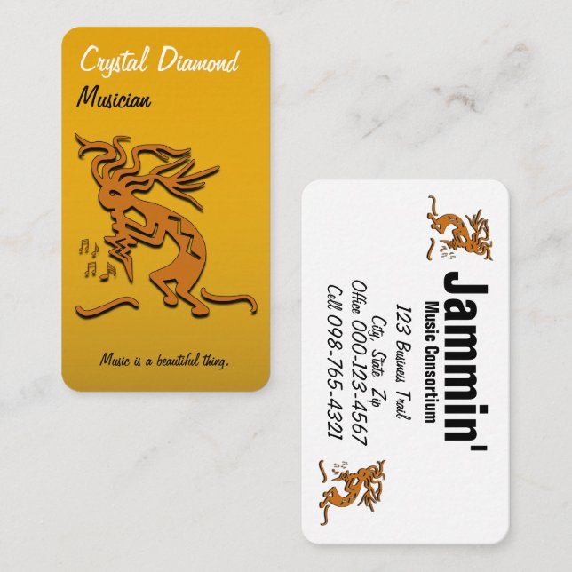 Kokopelli Musician Artwork Business Card (Front/Back)