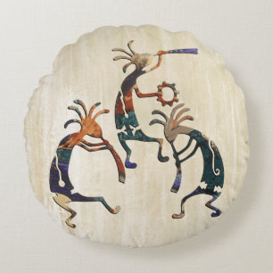 KOKOPELLI musician trio + your ideas Round Cushion