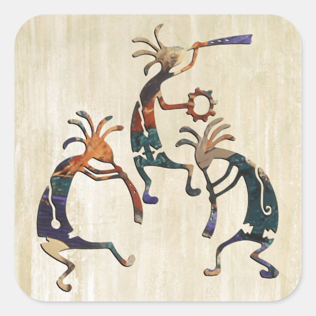 KOKOPELLI musician trio + your ideas Square Sticker (Front)