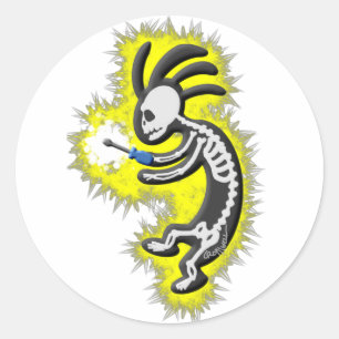 Kokopelli Native American Electrician Classic Round Sticker