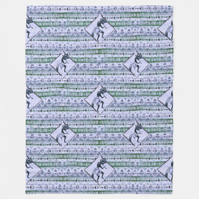 Kokopelli - Native American Seamless Pattern 2 Fleece Blanket (Front)