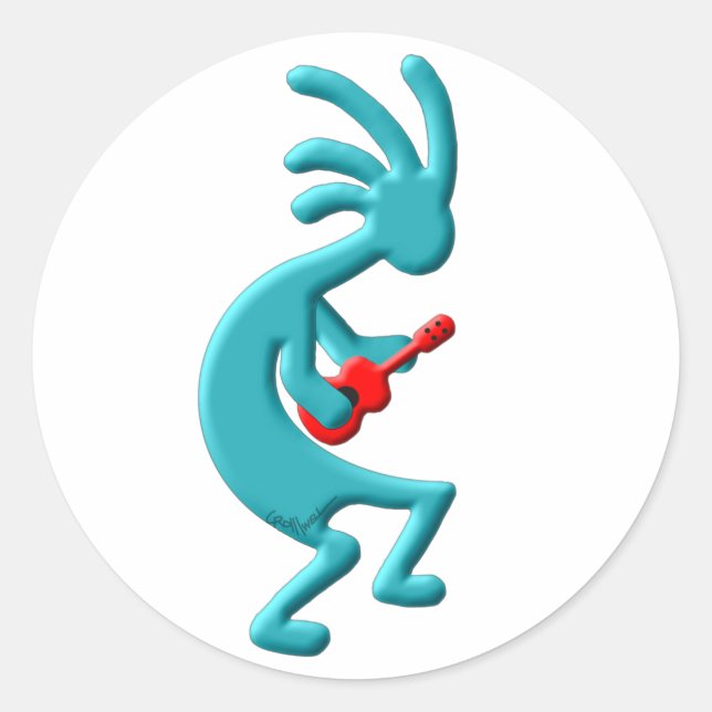 Kokopelli Native American Ukulele Classic Round Sticker (Front)