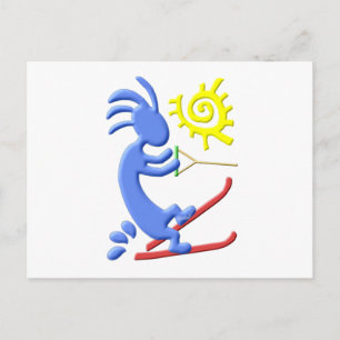 Kokopelli Native American Waterskier Postcard