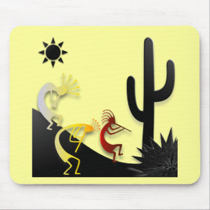 Kokopelli on the road under the sun mouse mat