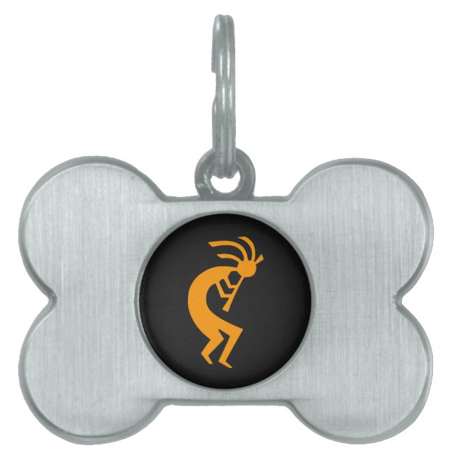 Kokopelli Orange Pet Name Tag (Front)