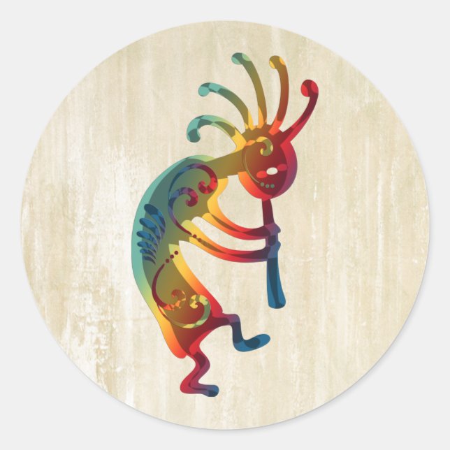 KOKOPELLI ornaments + your ideas Classic Round Sticker (Front)